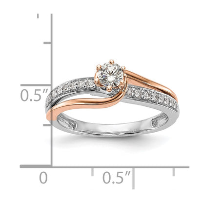 0.25ct. CZ Solid Real 14k Two-Tone Engagement Ring