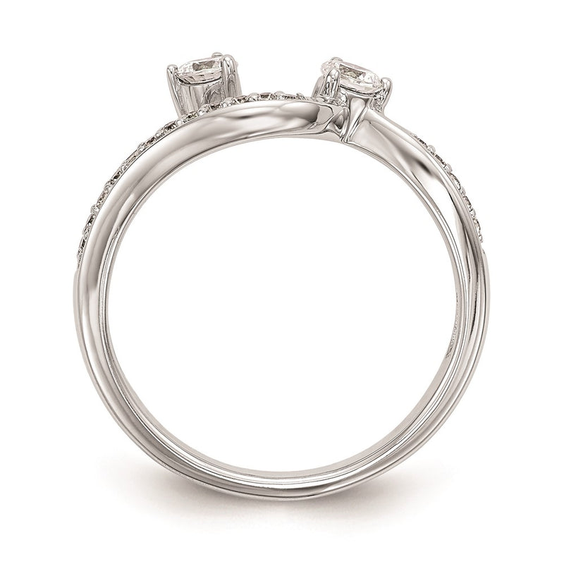 14K White Gold Real Diamond Contoured Wedding Band