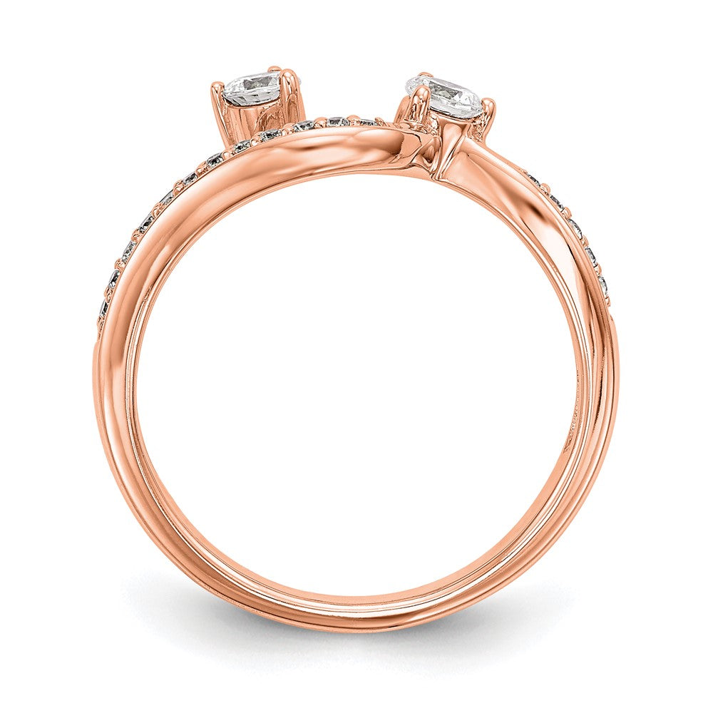 0.34ct. CZ Solid Real 14k Rose Contoured Wedding Wedding Band Ring