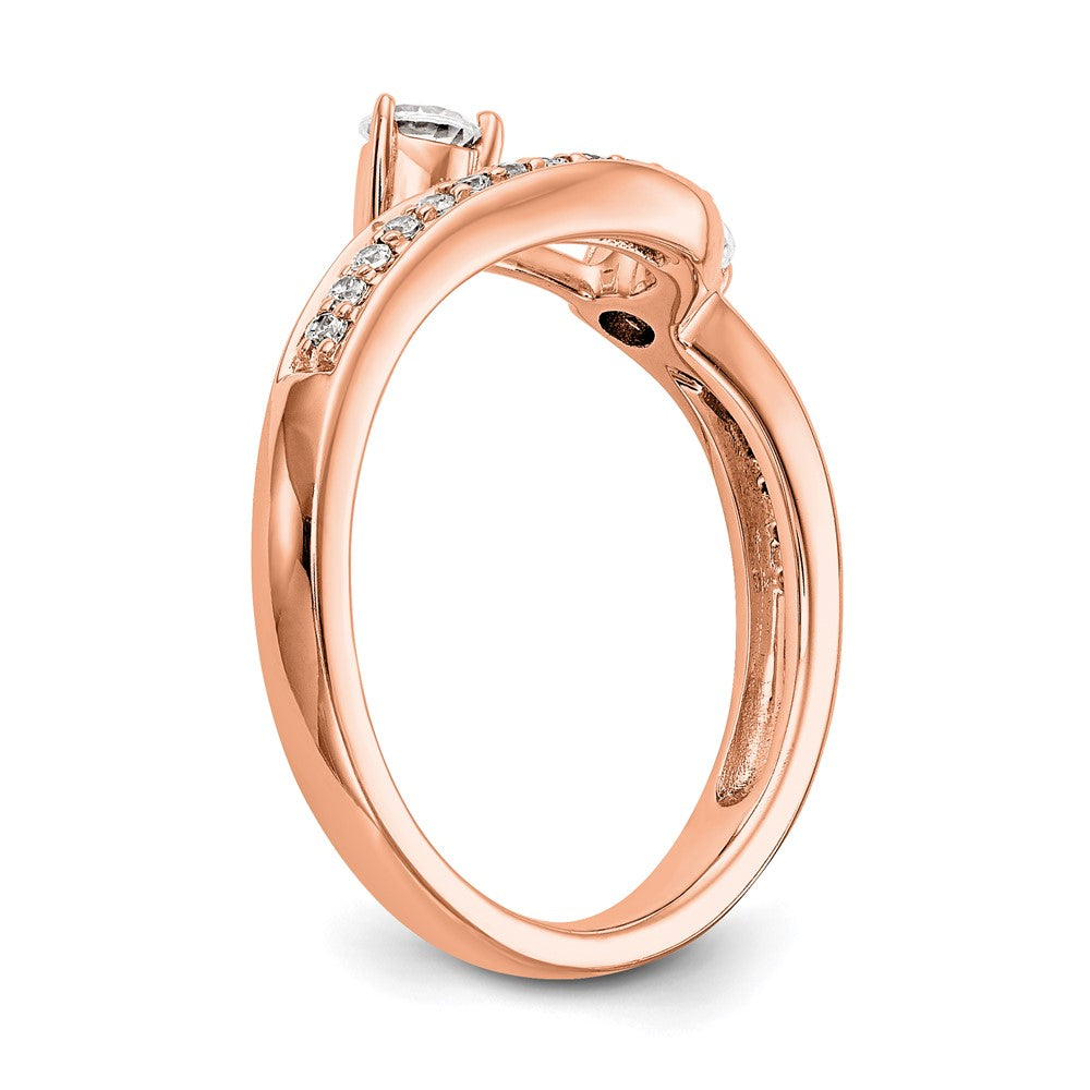 0.34ct. CZ Solid Real 14k Rose Contoured Wedding Wedding Band Ring
