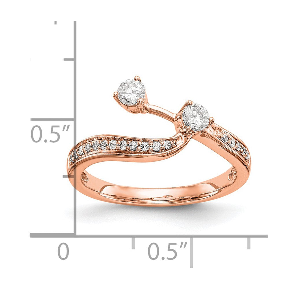 0.34ct. CZ Solid Real 14k Rose Contoured Wedding Wedding Band Ring