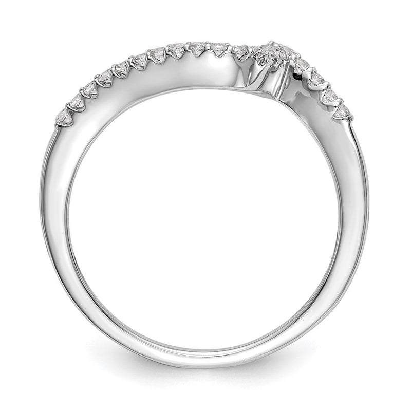 14K White Gold Real Diamond Contoured Wedding Band