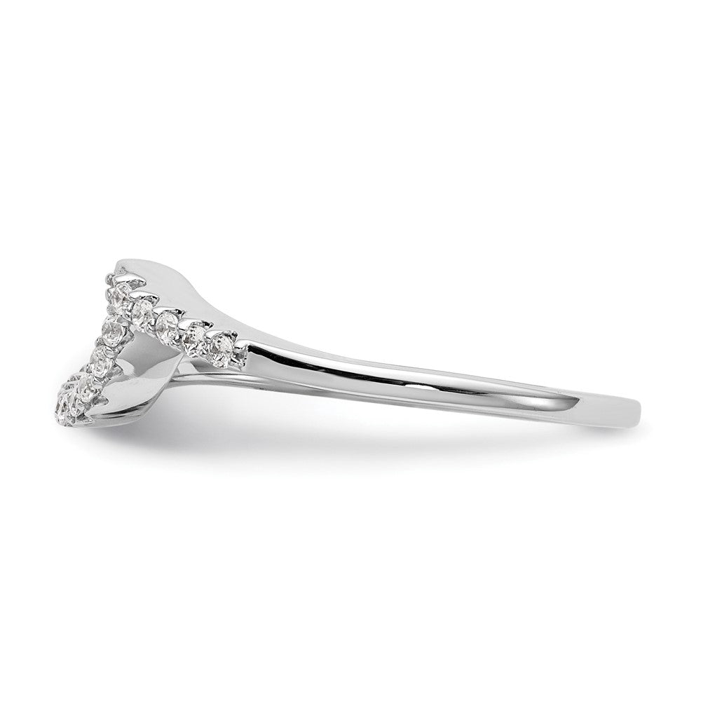 0.16ct. CZ Solid Real 14K White Gold Contoured Wedding Wedding Band Ring