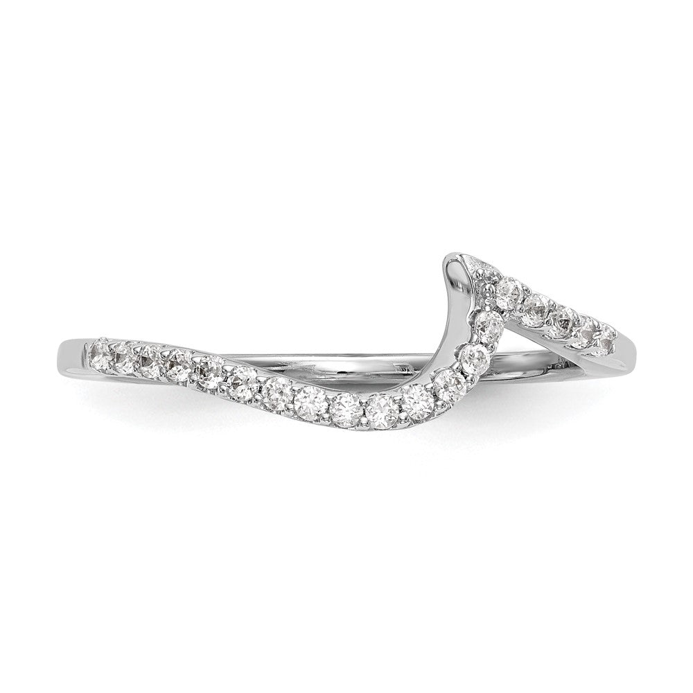 0.16ct. CZ Solid Real 14K White Gold Contoured Wedding Wedding Band Ring