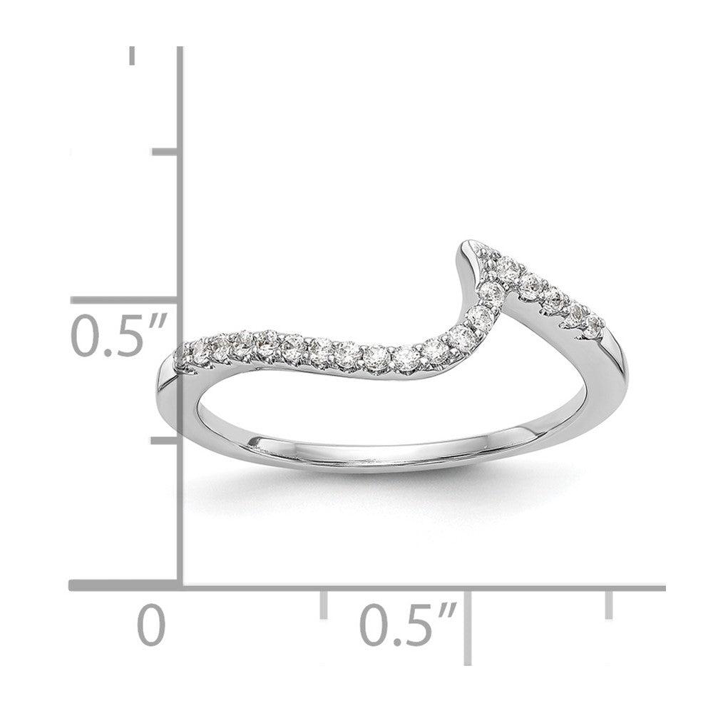 0.16ct. CZ Solid Real 14K White Gold Contoured Wedding Wedding Band Ring
