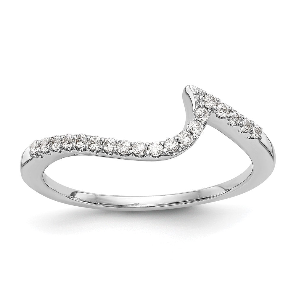 0.16ct. CZ Solid Real 14K White Gold Contoured Wedding Wedding Band Ring