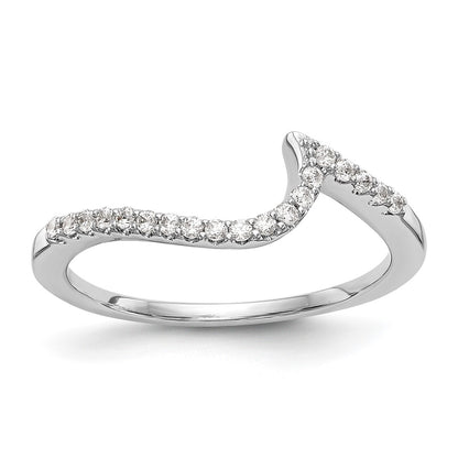 0.16ct. CZ Solid Real 14K White Gold Contoured Wedding Wedding Band Ring