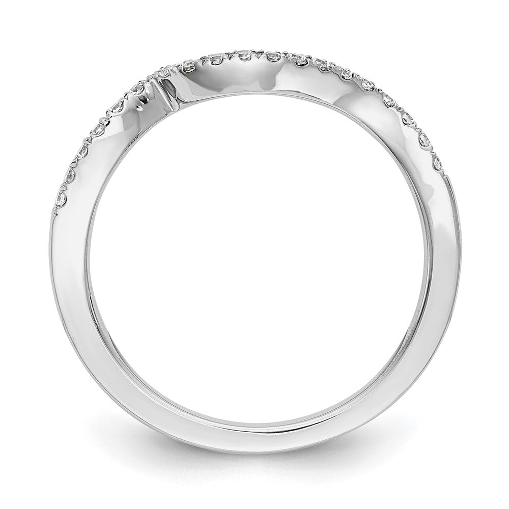 0.08ct. CZ Solid Real 14K White Gold Contoured Wedding Wedding Band Ring
