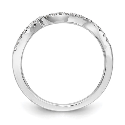 0.08ct. CZ Solid Real 14K White Gold Contoured Wedding Wedding Band Ring