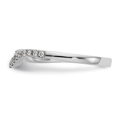0.08ct. CZ Solid Real 14K White Gold Contoured Wedding Wedding Band Ring