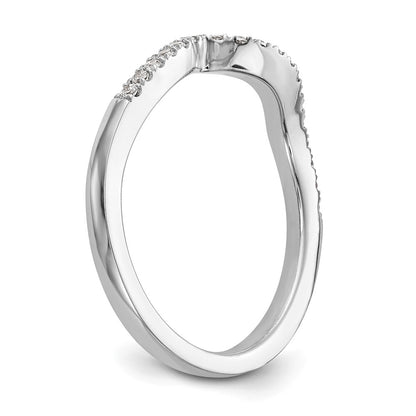 0.08ct. CZ Solid Real 14K White Gold Contoured Wedding Wedding Band Ring
