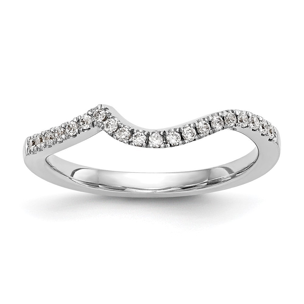 0.14ct. CZ Solid Real 14K White Gold Contoured Wedding Wedding Band Ring