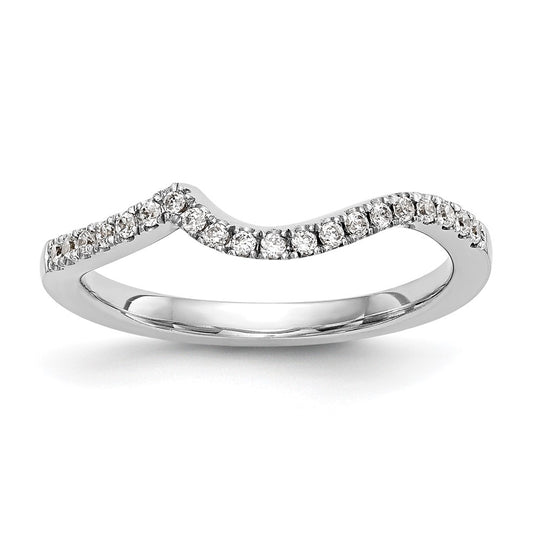 0.14ct. CZ Solid Real 14K White Gold Contoured Wedding Wedding Band Ring