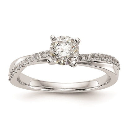 0.15ct. CZ Solid Real 14k White Gold Peg Set By-Pass Engagement Ring