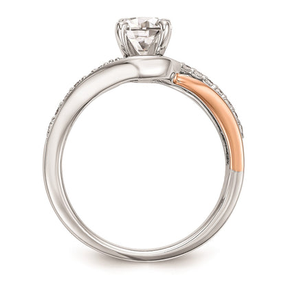 0.20ct. CZ Solid Real 14k Two-tone Peg Set By-Pass Engagement Ring