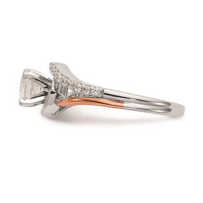 0.20ct. CZ Solid Real 14k Two-tone Peg Set By-Pass Engagement Ring