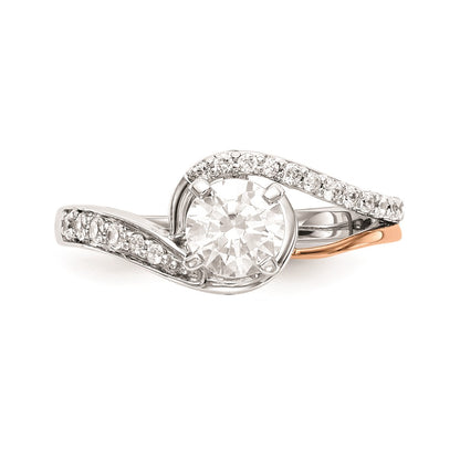 0.20ct. CZ Solid Real 14k Two-tone Peg Set By-Pass Engagement Ring