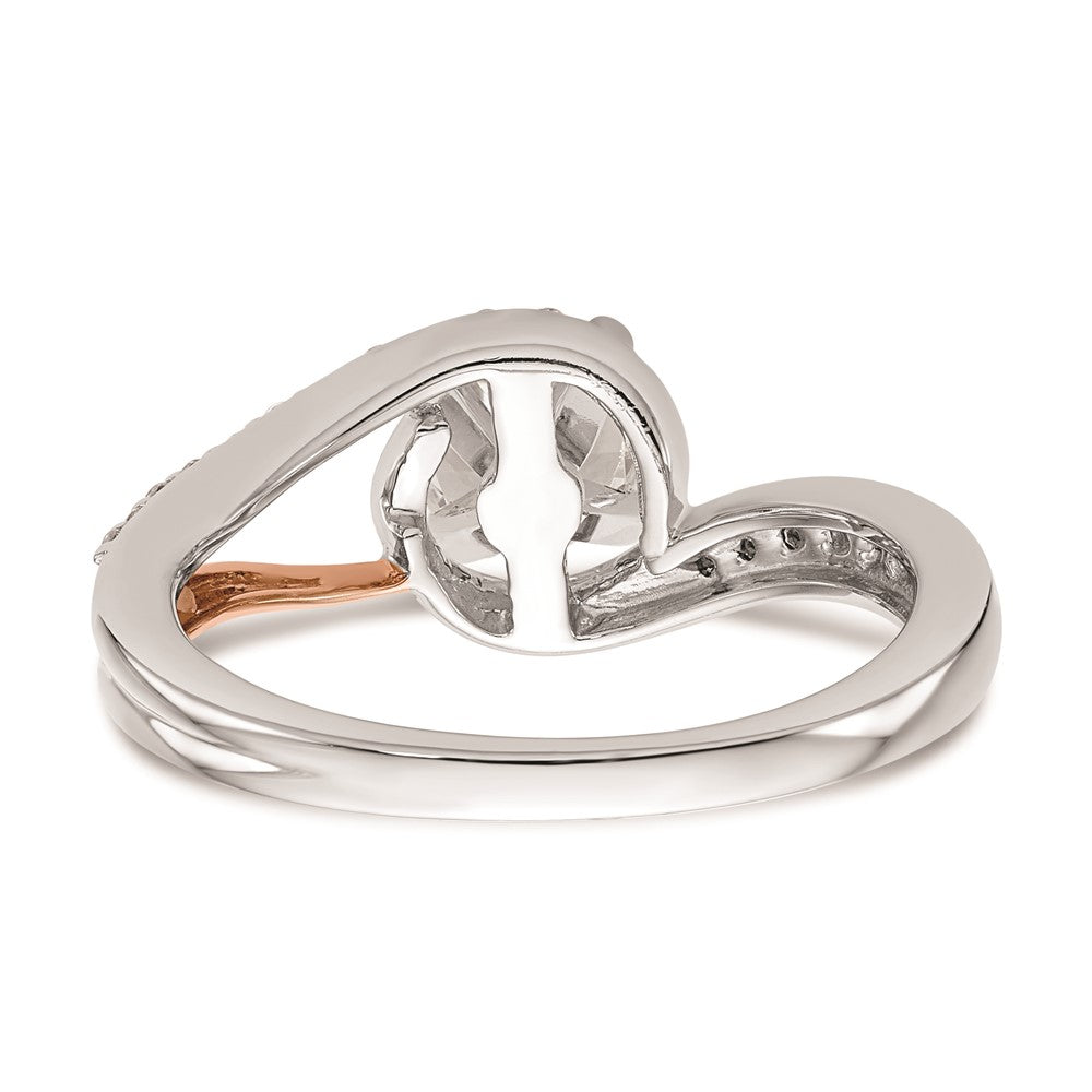 0.20ct. CZ Solid Real 14k Two-tone Peg Set By-Pass Engagement Ring