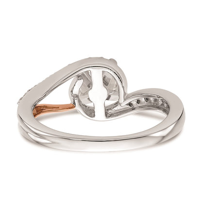 0.20ct. CZ Solid Real 14k Two-tone Peg Set By-Pass Engagement Ring
