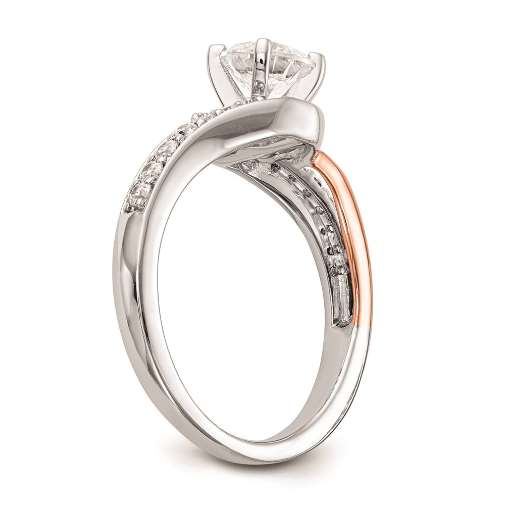 0.20ct. CZ Solid Real 14k Two-tone Peg Set By-Pass Engagement Ring