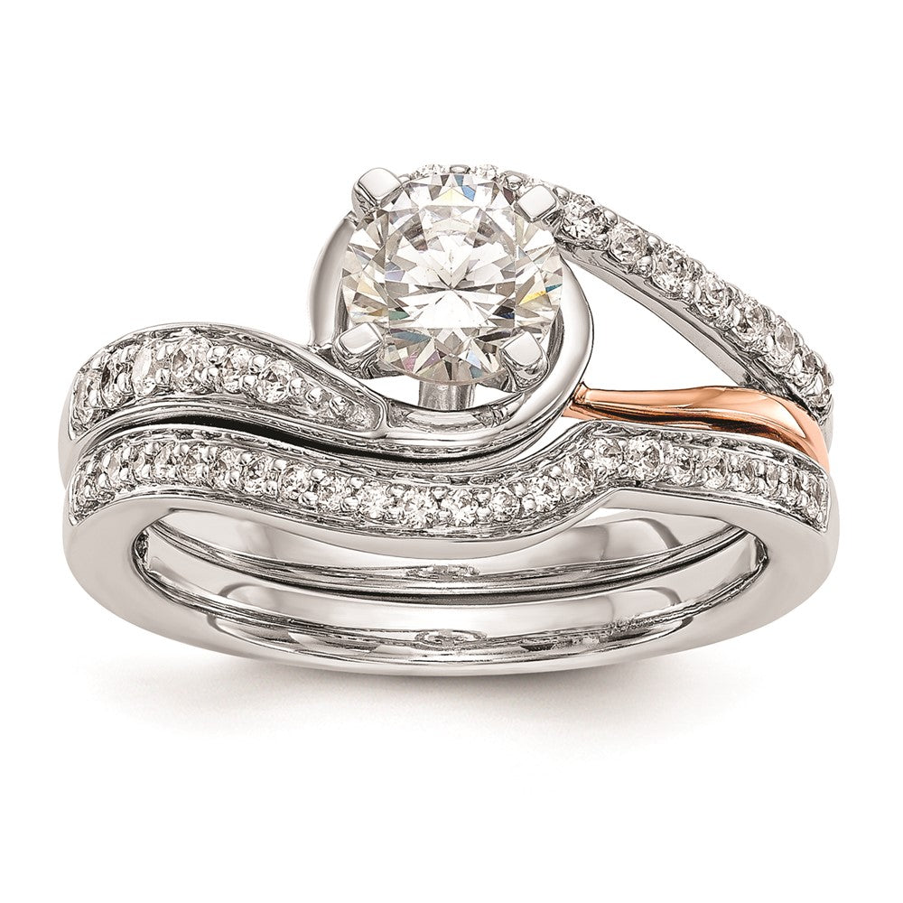 0.20ct. CZ Solid Real 14k Two-tone Peg Set By-Pass Engagement Ring