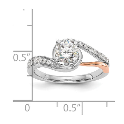 0.20ct. CZ Solid Real 14k Two-tone Peg Set By-Pass Engagement Ring