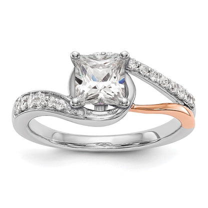 0.20ct. CZ Solid Real 14k Two-tone Peg Set By-Pass Engagement Ring