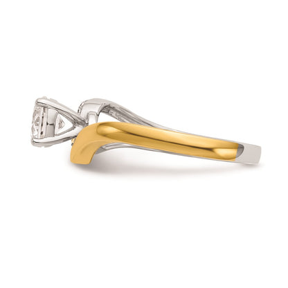 0.02ct. CZ Solid Real 14k Two-tone Peg Set By-Pass Engagement Ring