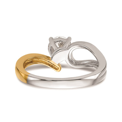 0.02ct. CZ Solid Real 14k Two-tone Peg Set By-Pass Engagement Ring