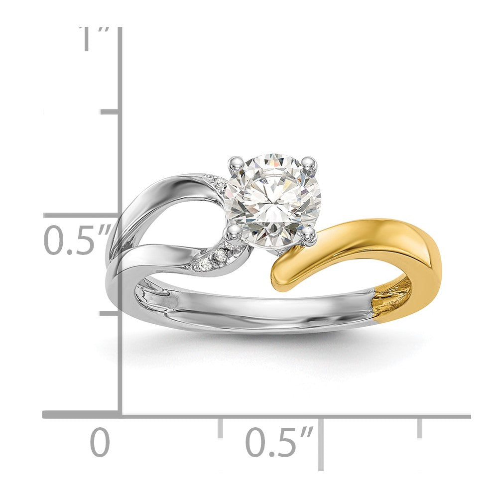 0.02ct. CZ Solid Real 14k Two-tone Peg Set By-Pass Engagement Ring