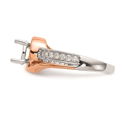 0.18ct. CZ Solid Real 14k Two-tone Peg Set By-Pass Engagement Ring
