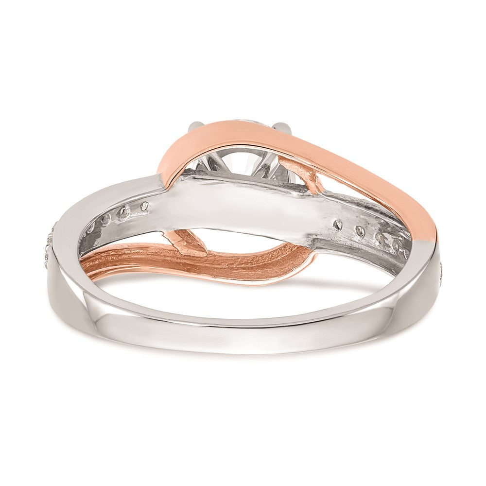 0.18ct. CZ Solid Real 14k Two-tone Peg Set By-Pass Engagement Ring