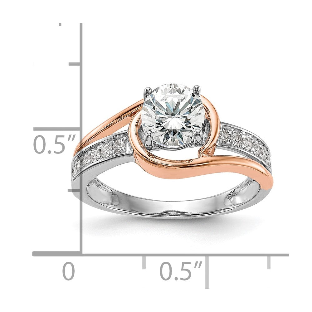 0.18ct. CZ Solid Real 14k Two-tone Peg Set By-Pass Engagement Ring