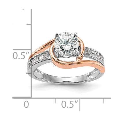 0.18ct. CZ Solid Real 14k Two-tone Peg Set By-Pass Engagement Ring