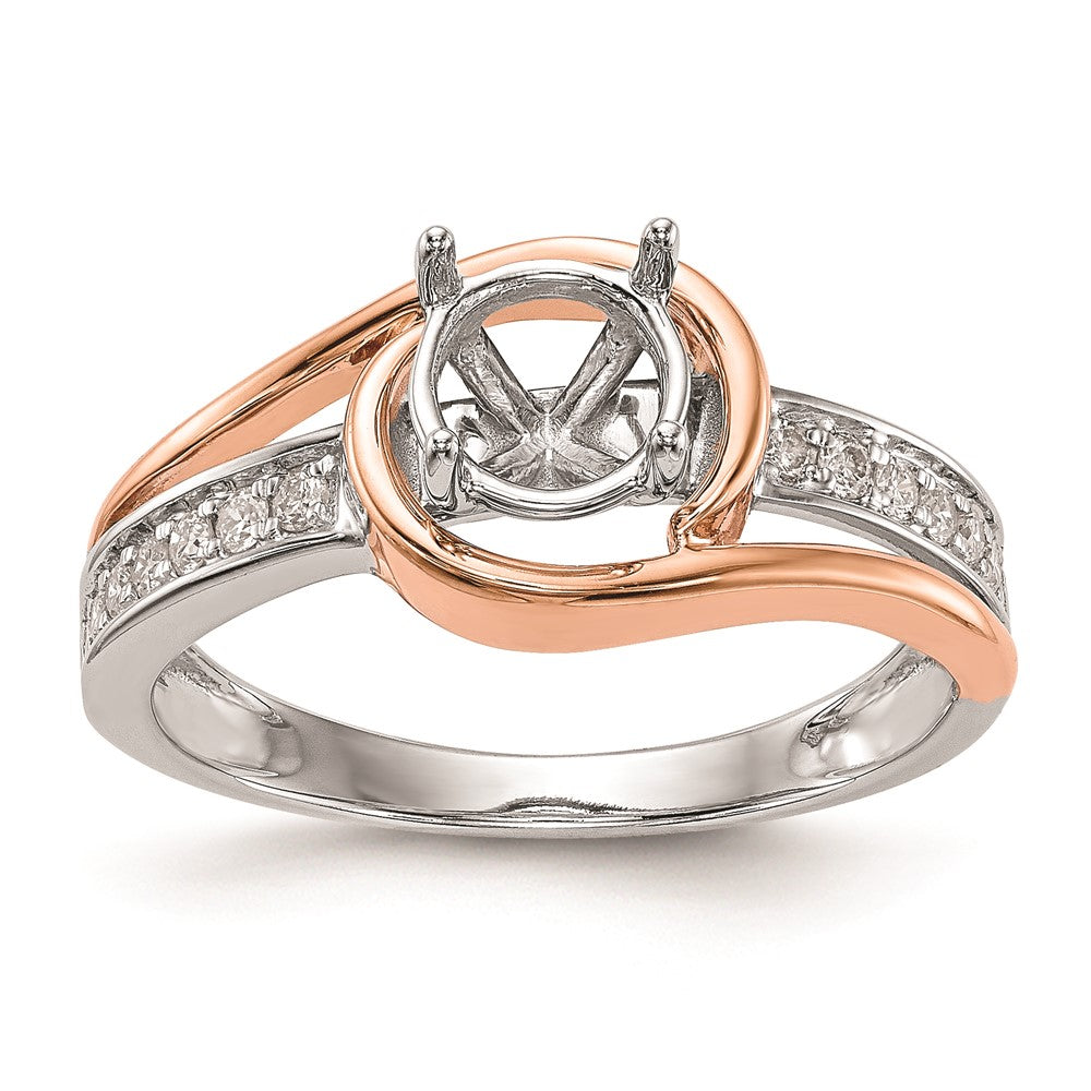 0.18ct. CZ Solid Real 14k Two-tone Peg Set By-Pass Engagement Ring