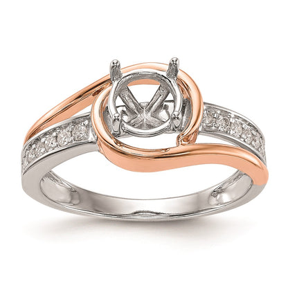 0.18ct. CZ Solid Real 14k Two-tone Peg Set By-Pass Engagement Ring