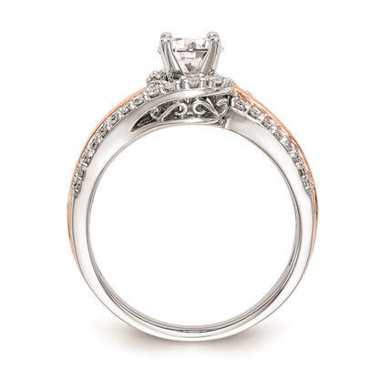 0.40ct. CZ Solid Real 14k Two-tone Peg Set By-Pass Engagement Ring