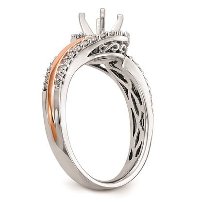 0.40ct. CZ Solid Real 14k Two-tone Peg Set By-Pass Engagement Ring