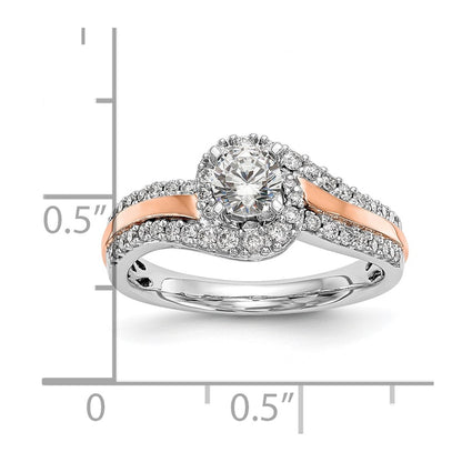 0.40ct. CZ Solid Real 14k Two-tone Peg Set By-Pass Engagement Ring