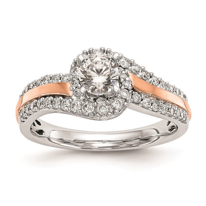 0.40ct. CZ Solid Real 14k Two-tone Peg Set By-Pass Engagement Ring
