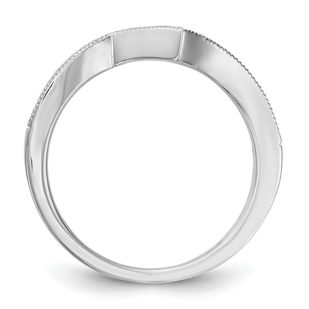 0.16ct. CZ Solid Real 14k White Gold Contour Wedding Wedding Band Ring