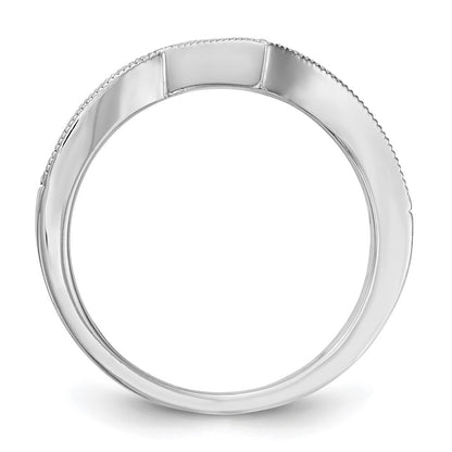0.16ct. CZ Solid Real 14k White Gold Contour Wedding Wedding Band Ring