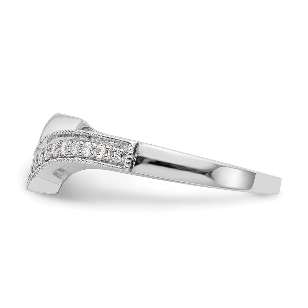 0.16ct. CZ Solid Real 14k White Gold Contour Wedding Wedding Band Ring
