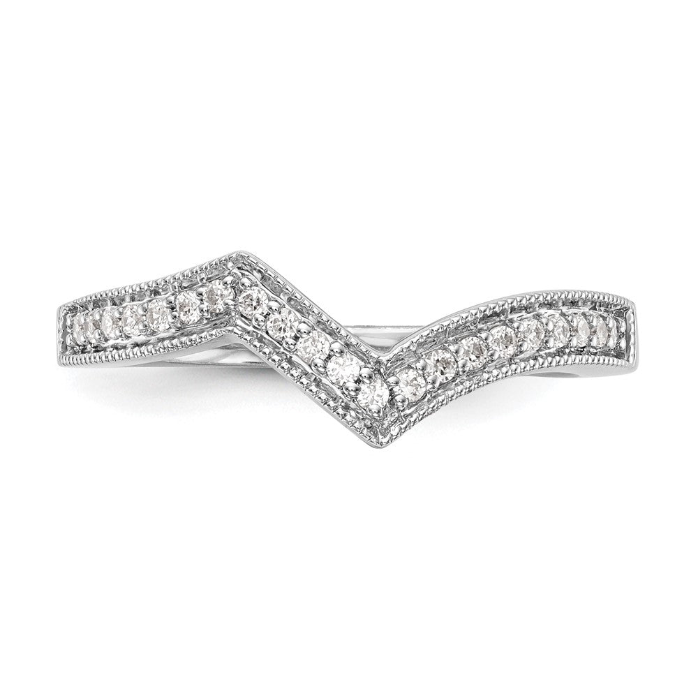 0.16ct. CZ Solid Real 14k White Gold Contour Wedding Wedding Band Ring