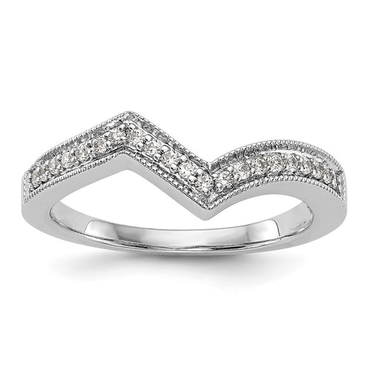 14k White Gold Real Diamond Contour Wedding Band