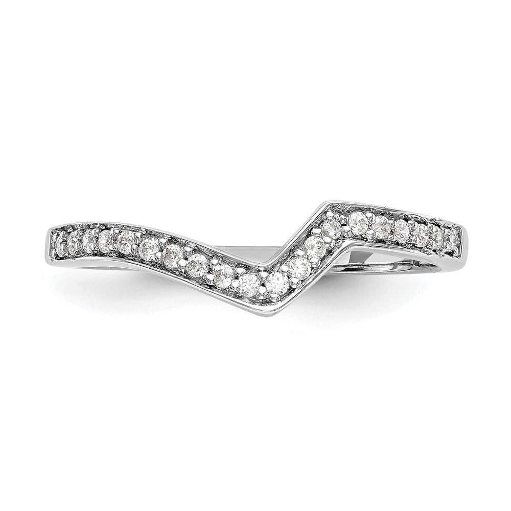 0.12ct. CZ Solid Real 14K White Gold Contoured Wedding Wedding Band Ring