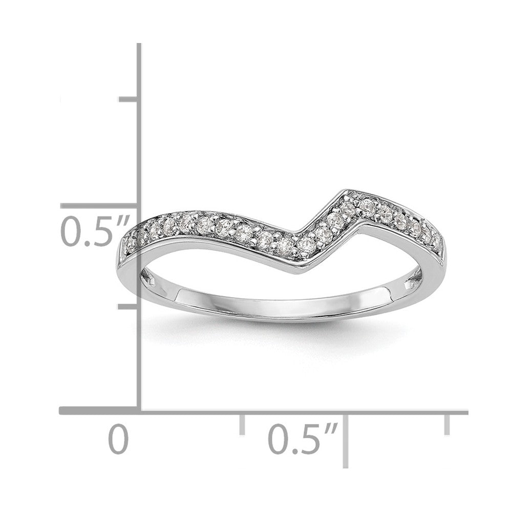 14K White Gold Real Diamond Contoured Wedding Band