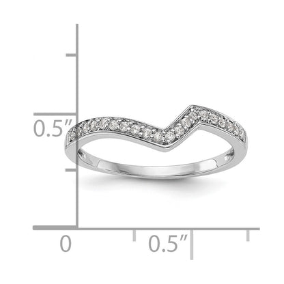 14K White Gold Real Diamond Contoured Wedding Band