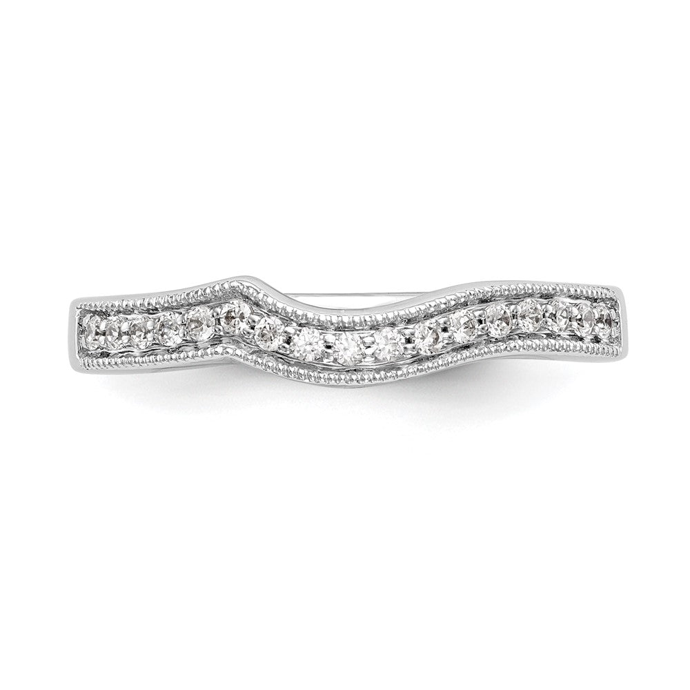 0.17ct. CZ Solid Real 14K White Gold Contoured Wedding Wedding Band Ring