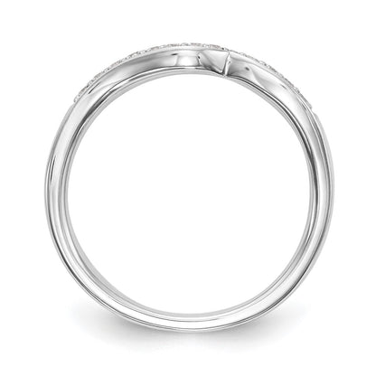 14K White Gold Real Diamond Contoured Wedding Band